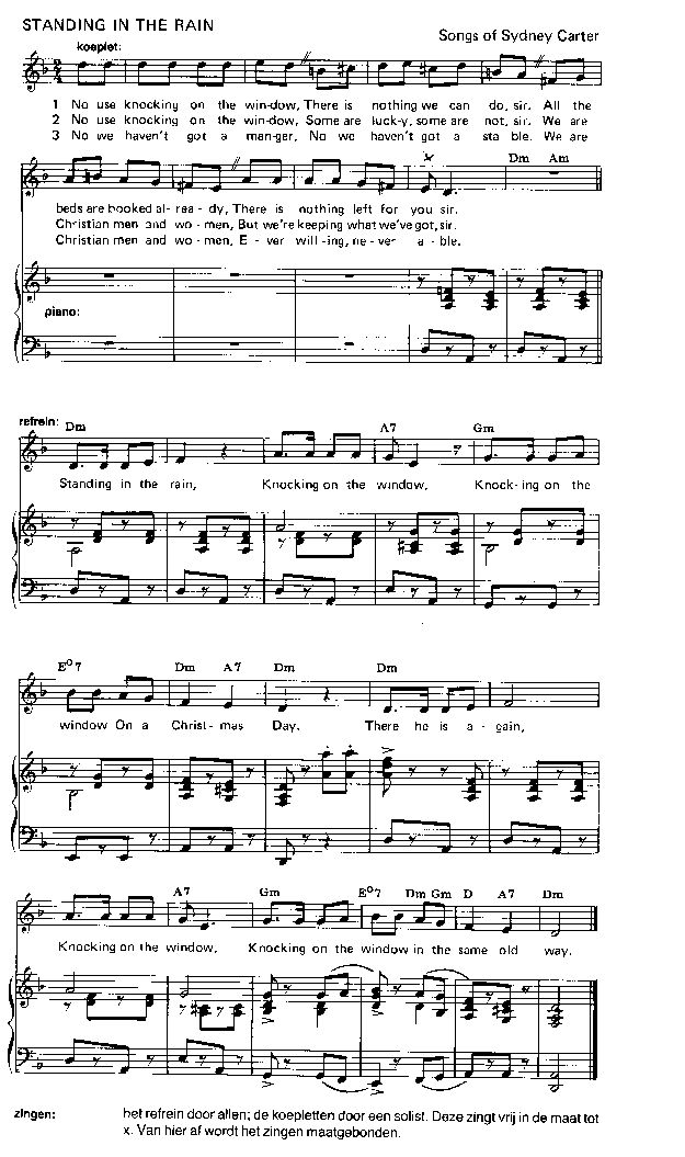 Standing in the rain, Sydney Carter, Lyrics